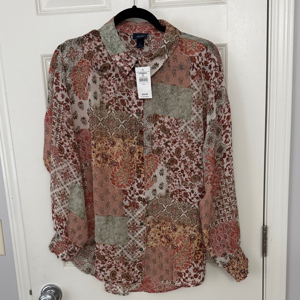 Daytrip Pink and Brown Patchwork Top